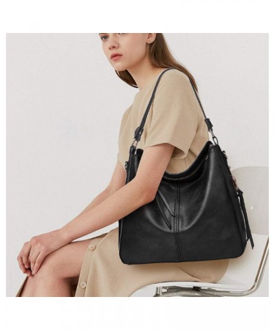 Women Handbag Large Tote Bag PU Leather Shoulder Bag Cross-body Bags Black $21.54 Shoulder Bags