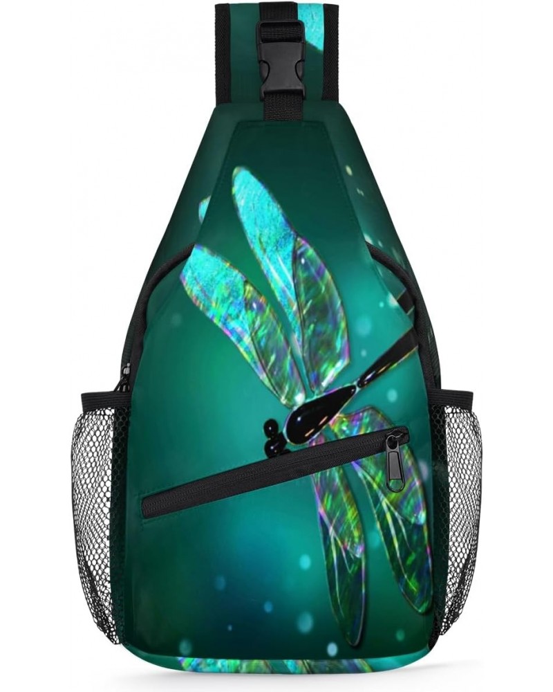 Glass Dragonfly Sling Bag for Women Crossbody Backpack Purse Shoulder Casual Daypack Cross Body Bags for Travel Cycling Hikin...