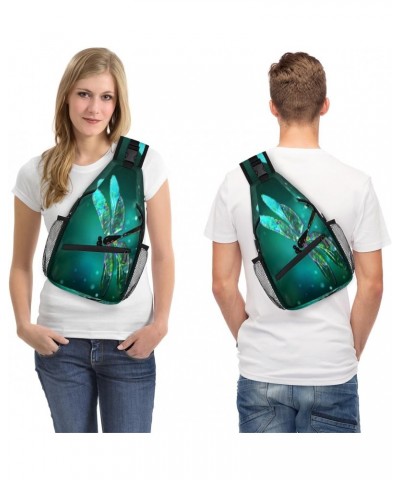 Glass Dragonfly Sling Bag for Women Crossbody Backpack Purse Shoulder Casual Daypack Cross Body Bags for Travel Cycling Hikin...