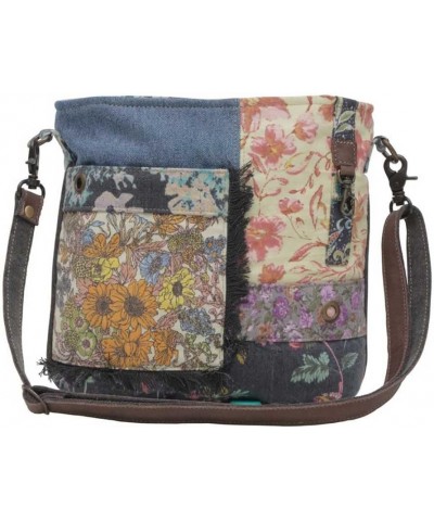 Western Leather Shoulder Bag for Women - Upcycled Canvas Crossbody Bag Le Fleur Blu $34.65 Shoulder Bags