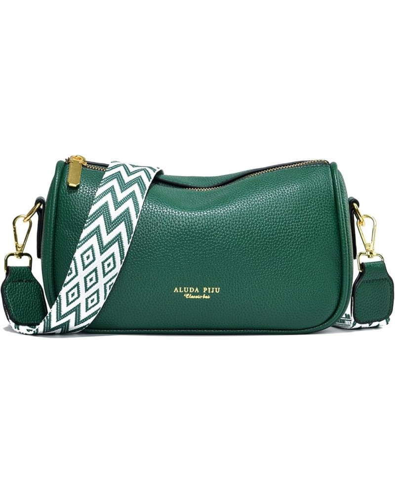 Small Crossbody Bag for Women Wide Strap Shoulder Bag Trendy Design Cluth Crossbody Purse and Handbag Top Zip 2-3-dark Green ...