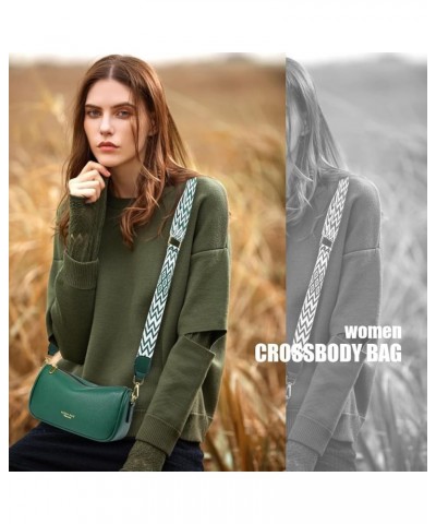 Small Crossbody Bag for Women Wide Strap Shoulder Bag Trendy Design Cluth Crossbody Purse and Handbag Top Zip 2-3-dark Green ...