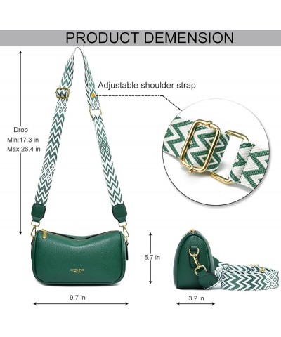 Small Crossbody Bag for Women Wide Strap Shoulder Bag Trendy Design Cluth Crossbody Purse and Handbag Top Zip 2-3-dark Green ...