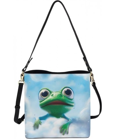 Handbags for Women Large Capacity Hobo Bags Leather Bucket Top-handle Purse Frog $22.79 Totes