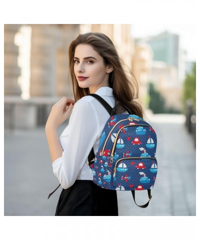 Women Backpack Red Blue Marine Ship Car Anti-Theft Travel Backpack with Luggage Belt Lightweight Handbag Lady Purse Roomy Dou...