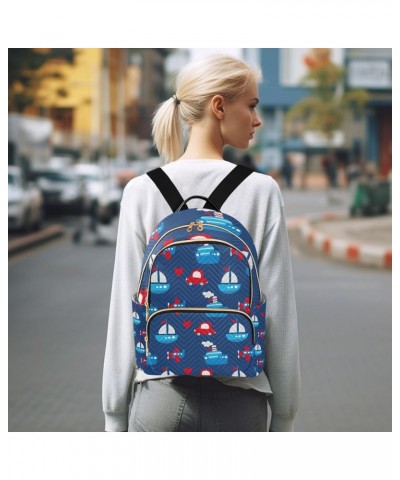 Women Backpack Red Blue Marine Ship Car Anti-Theft Travel Backpack with Luggage Belt Lightweight Handbag Lady Purse Roomy Dou...