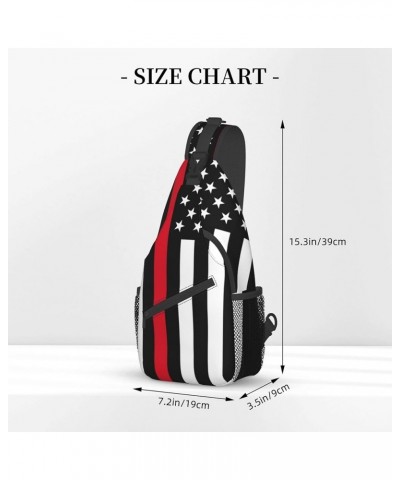 Red Line And Blue Line American Flag Sling Backpack Travel Hiking Daypack Rope Crossbody Shoulder Bag Color746 One Size $11.1...