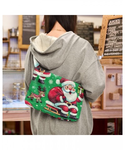 Ladies Soft Plush Underarm Bag Christmas-santa-claus-deer Fluffy Shoulder Bag Women Furry Purse Handbag $17.27 Shoulder Bags