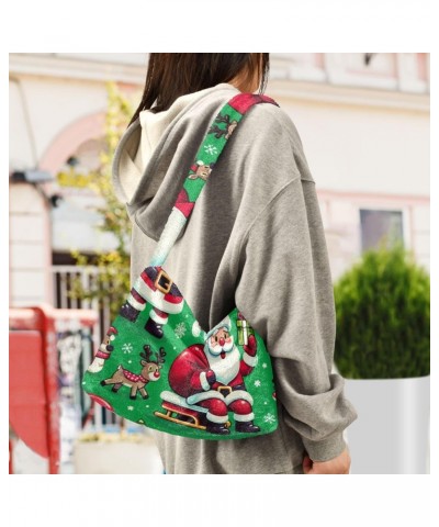 Ladies Soft Plush Underarm Bag Christmas-santa-claus-deer Fluffy Shoulder Bag Women Furry Purse Handbag $17.27 Shoulder Bags