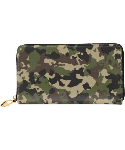 Forest Camo Leather Long Wallet Card Holder Organizer Wallet Zipper Wristlet Clutch Bag For Men Women $29.50 Wristlets