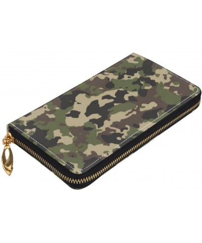 Forest Camo Leather Long Wallet Card Holder Organizer Wallet Zipper Wristlet Clutch Bag For Men Women $29.50 Wristlets