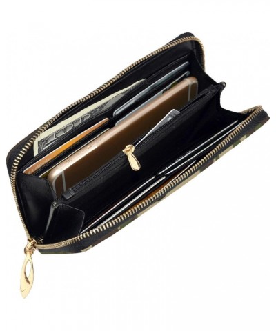 Forest Camo Leather Long Wallet Card Holder Organizer Wallet Zipper Wristlet Clutch Bag For Men Women $29.50 Wristlets