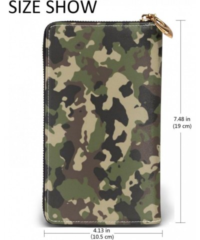 Forest Camo Leather Long Wallet Card Holder Organizer Wallet Zipper Wristlet Clutch Bag For Men Women $29.50 Wristlets