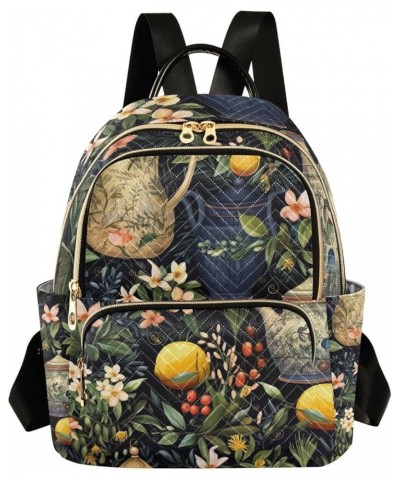 Wild Flowers and Mushrooms Small Fashion Backpack for Women, Fashionable Backpack, Summer Backpack, S Lemons and Flower for T...