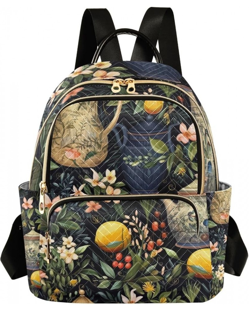 Wild Flowers and Mushrooms Small Fashion Backpack for Women, Fashionable Backpack, Summer Backpack, S Lemons and Flower for T...