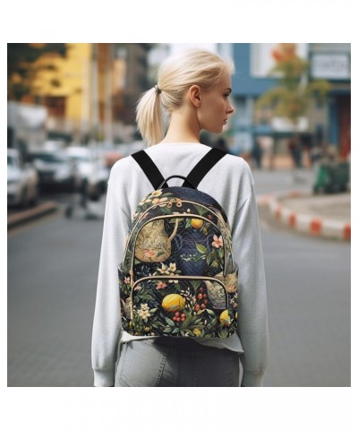 Wild Flowers and Mushrooms Small Fashion Backpack for Women, Fashionable Backpack, Summer Backpack, S Lemons and Flower for T...