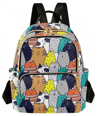 Cute Catroon Cats Backpack Purse for Women Lightweight Back Pack Casual Daypack Travel Shoulder Bag Bookbag - M Medium Multi0...