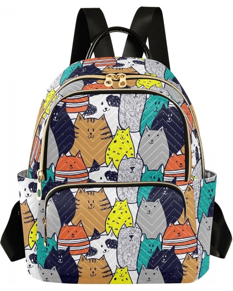 Cute Catroon Cats Backpack Purse for Women Lightweight Back Pack Casual Daypack Travel Shoulder Bag Bookbag - M Medium Multi0...