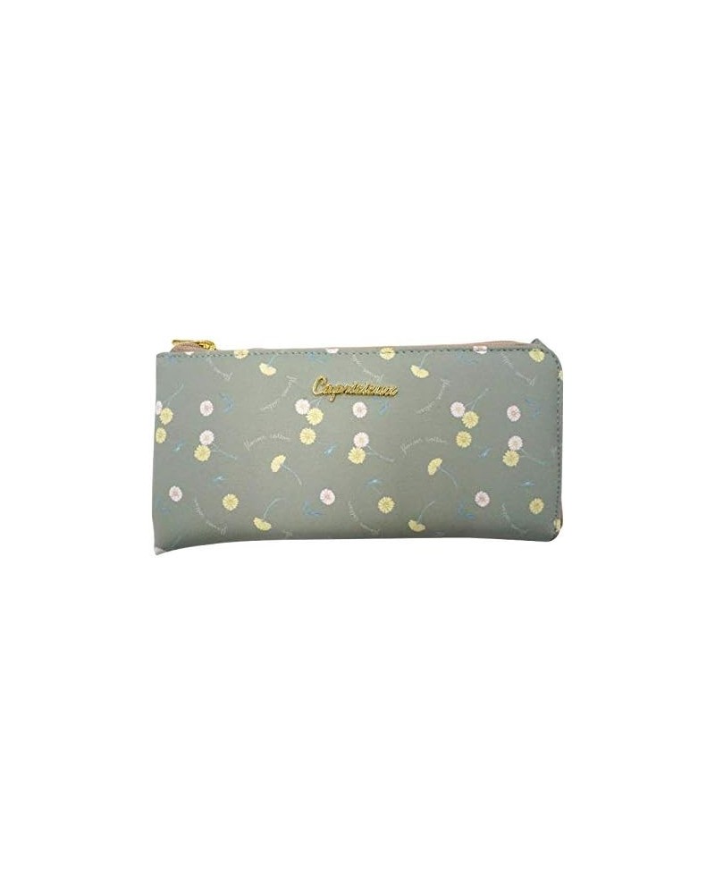 Capri SZ3-28 Natural Flower Print L-Shaped Zipper Slim Long Wallet Green $21.50 Wallets