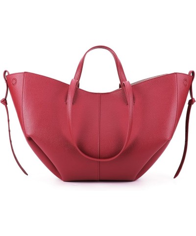 Vegan Leather Tote Handbag Large Capacity Top-handle Purse Shoulder Bags for Woman Trendy Tote Top Handle Satchel Red $19.95 ...