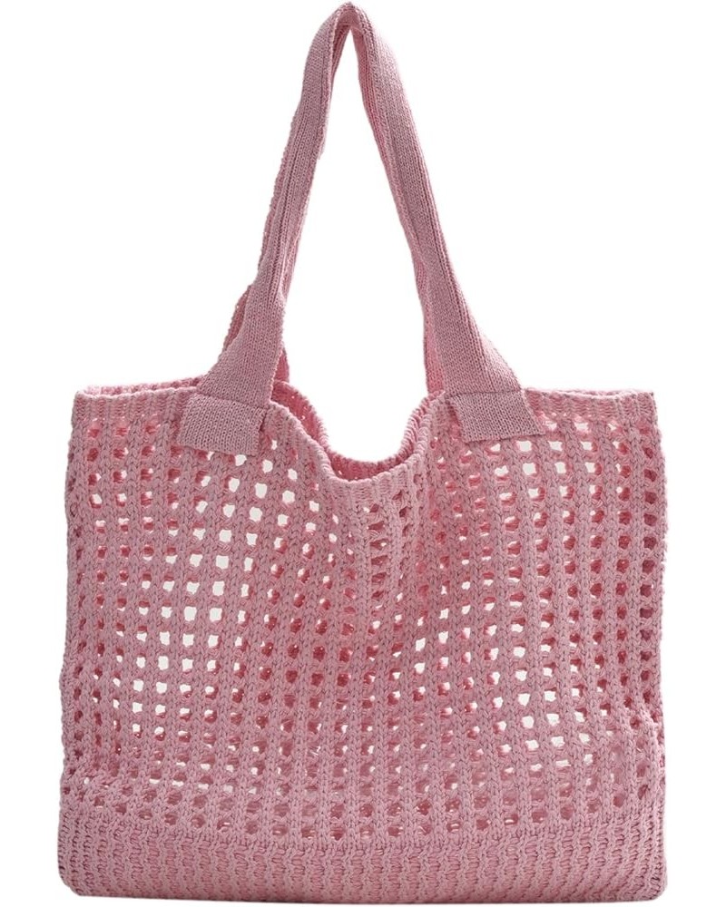 Beach Bag Large Beach Tote Bags, Hobo Shoulder Handbags knit bag Cute Crochet for Beach Travel Shopping Daily Pink $14.95 Totes