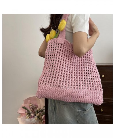 Beach Bag Large Beach Tote Bags, Hobo Shoulder Handbags knit bag Cute Crochet for Beach Travel Shopping Daily Pink $14.95 Totes