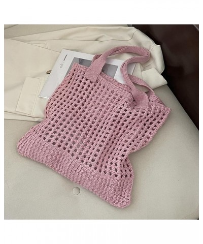 Beach Bag Large Beach Tote Bags, Hobo Shoulder Handbags knit bag Cute Crochet for Beach Travel Shopping Daily Pink $14.95 Totes