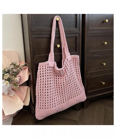 Beach Bag Large Beach Tote Bags, Hobo Shoulder Handbags knit bag Cute Crochet for Beach Travel Shopping Daily Pink $14.95 Totes