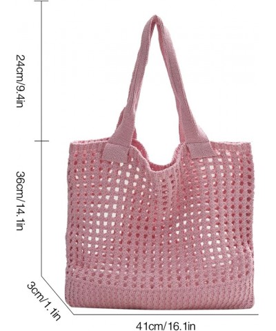 Beach Bag Large Beach Tote Bags, Hobo Shoulder Handbags knit bag Cute Crochet for Beach Travel Shopping Daily Pink $14.95 Totes