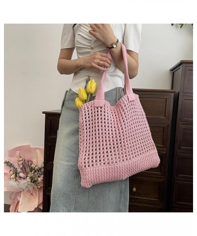 Beach Bag Large Beach Tote Bags, Hobo Shoulder Handbags knit bag Cute Crochet for Beach Travel Shopping Daily Pink $14.95 Totes