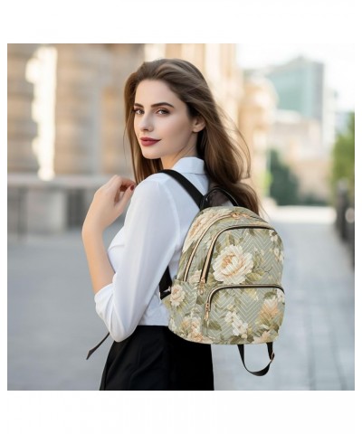 Fashion Backpack Mini Backpack Purse Casual Daily Backpack White Yellow Camellia for Travel for College Work Small $19.71 Bac...