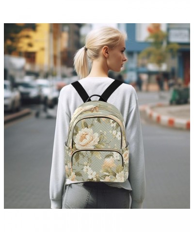 Fashion Backpack Mini Backpack Purse Casual Daily Backpack White Yellow Camellia for Travel for College Work Small $19.71 Bac...