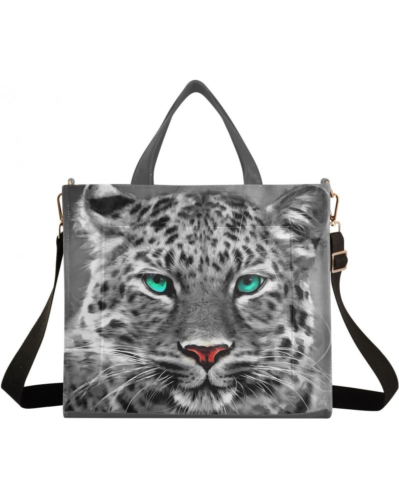 Corduroy Tote Bag for Women, Snow Leopard Shoulder Handbag Tote Purse Crossbody Bag $20.05 Totes