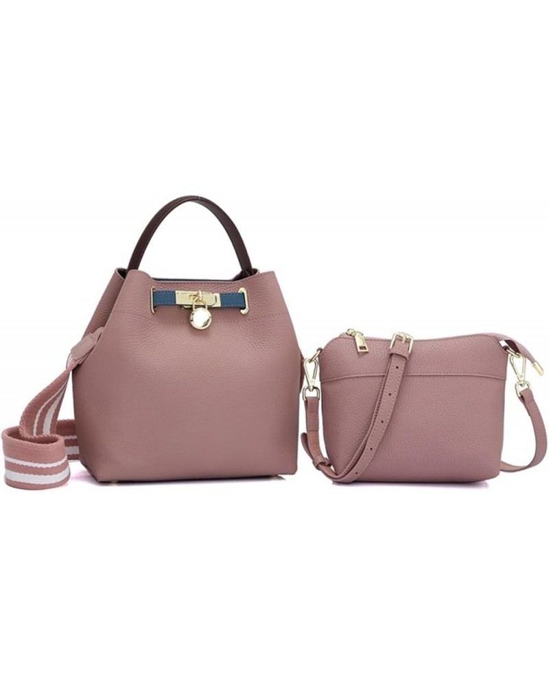 Fashion Genuine Leather Women's Shoulder Bag Ladies Hand Bags Casual Crossbody Bags (Color : Pink) Pink $52.19 Shoulder Bags