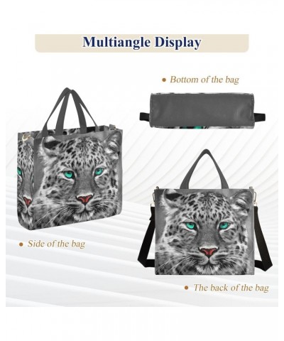 Corduroy Tote Bag for Women, Snow Leopard Shoulder Handbag Tote Purse Crossbody Bag $20.05 Totes