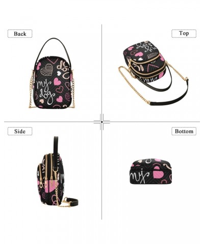 Bulldog Puppy Heart Multi Pockets Crossbody Bags for Women Zip Cell Phone Purse Wallet Bag with Detachable Shoulder Strap Tra...