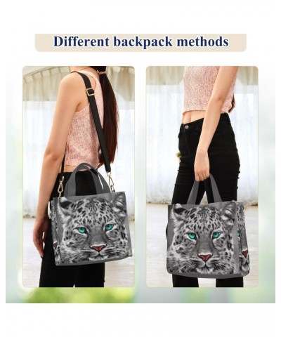 Corduroy Tote Bag for Women, Snow Leopard Shoulder Handbag Tote Purse Crossbody Bag $20.05 Totes