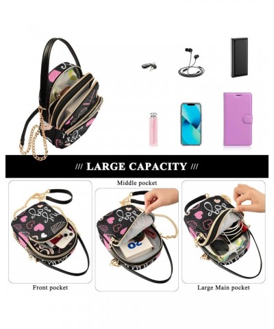 Bulldog Puppy Heart Multi Pockets Crossbody Bags for Women Zip Cell Phone Purse Wallet Bag with Detachable Shoulder Strap Tra...