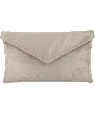 Womens Neat Envelope Faux Suede Clutch Bag/Shoulder Bag Mouse Mushroom Taupe $24.74 Clutches