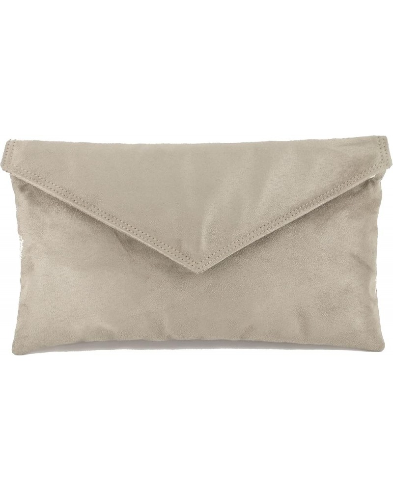 Womens Neat Envelope Faux Suede Clutch Bag/Shoulder Bag Mouse Mushroom Taupe $24.74 Clutches