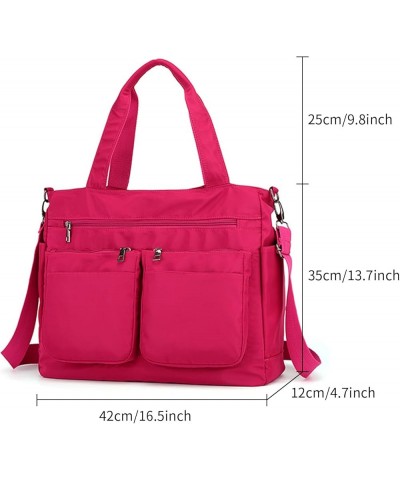 Nylon Tote Handbags Lightweight Tote Shoulder Bag Waterproof Large Tote Travel Bag Rose Red $17.66 Shoulder Bags