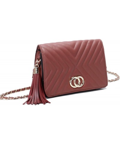 Fashion Double Metal Stitching Tassel Crossbody Bag Mauve $11.07 Crossbody Bags