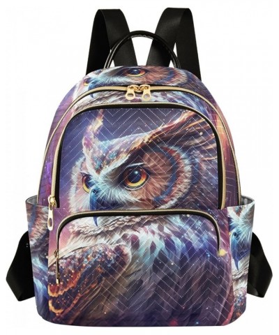 Women's Small Fashion Backpack Space Owl Print Ladies Travel Daypack Aesthetic Shoulder Bag 11.4×6.1×14.1 IN $13.76 Backpacks