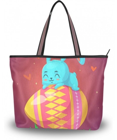 My Daily Women Tote Shoulder Bag Bunny Rabbit Colorful Eggs Happy Easter Handbag $11.61 Shoulder Bags