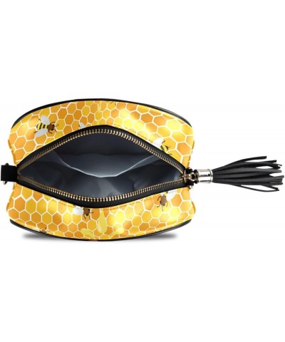 Women's Honeycomb Yellow Bee Honey Crossbody Bag Fashion Purses Bag Cross Body Bag Shoulder Handbag with Adjustable Chain Str...