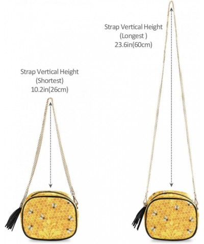 Women's Honeycomb Yellow Bee Honey Crossbody Bag Fashion Purses Bag Cross Body Bag Shoulder Handbag with Adjustable Chain Str...