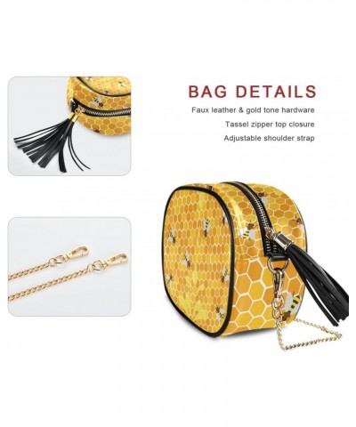 Women's Honeycomb Yellow Bee Honey Crossbody Bag Fashion Purses Bag Cross Body Bag Shoulder Handbag with Adjustable Chain Str...