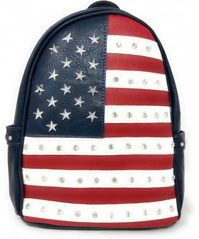 American Flag Rhinestone Women's Handbags Purse Wallet Set in Multi-Color American Backpack Set $34.00 Shoulder Bags