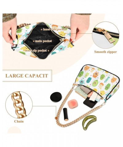 Cartoon Bacterial Pattern Clutch Shoulder Bag for Women, Hobo Tote Handbag with Gold Chain, Crossbody Bag with Zipper Closure...