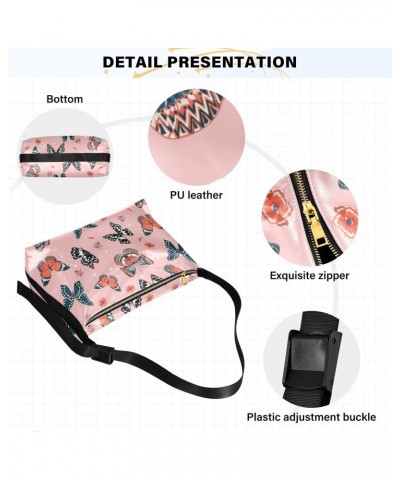 Butterflies Pink Hobo Bags for Women Purses Leather Crossbody Bag Handbag Shoulder Bag for Work Travel Gifts $15.84 Hobo Bags